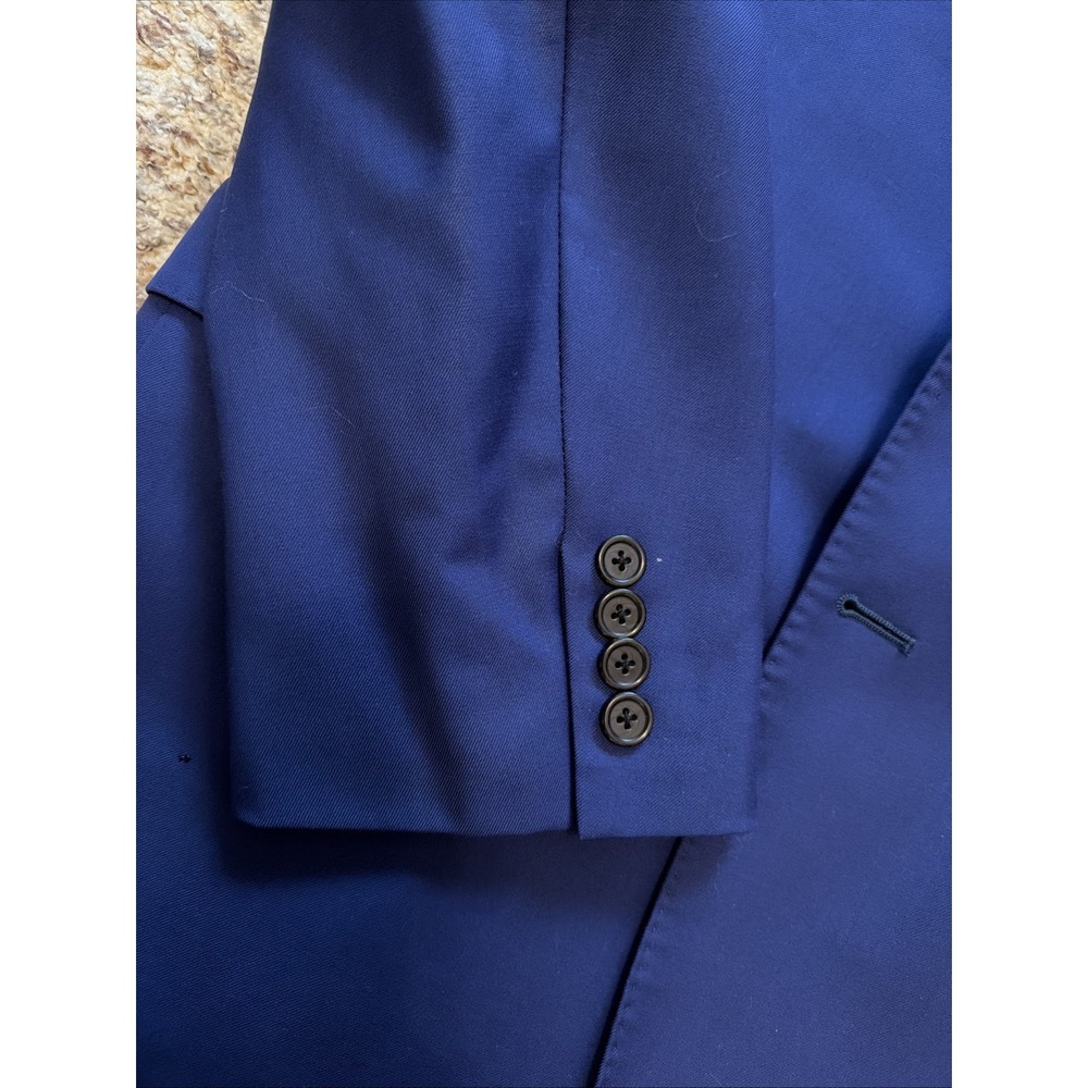YSL Yves Saint Laurent Jacket Royal Blue Italy 44R Rayon/Viscosa Double  Vent - Picture 2 of 12